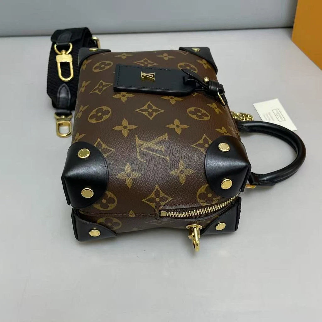 Louis Vuitton Malle Souple Monogram Top Handle Crossbody Brown Gold Women