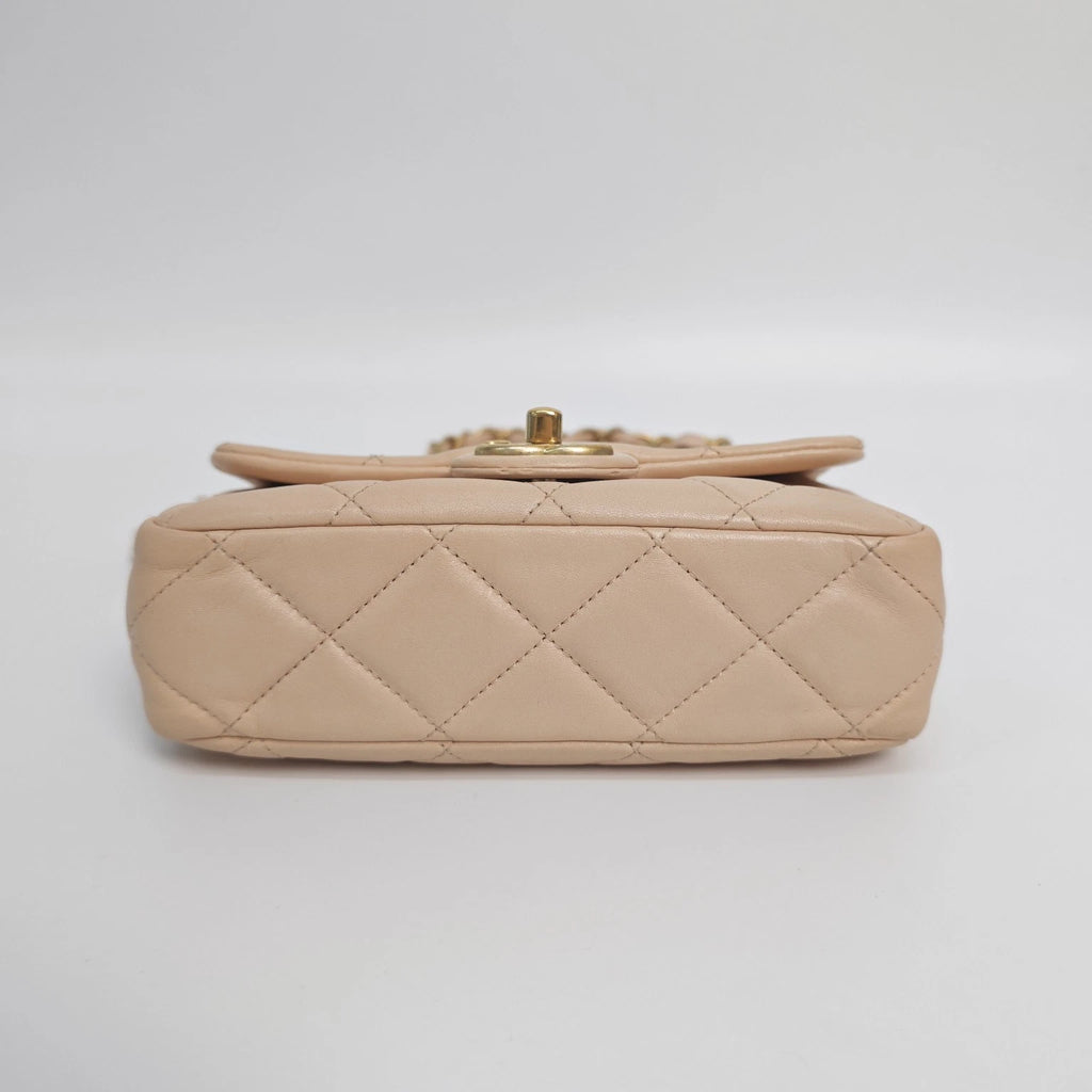 CHANEL 23S Apricot Pink Mini CF Handbag Crossbody Bag For Women