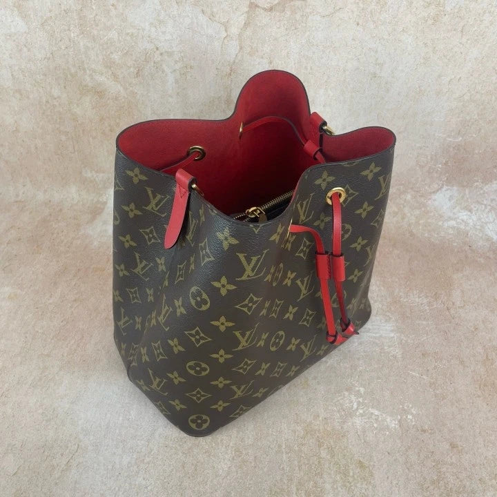 Louis Vuitton Monogram Red Medium Bucket Bag For Women