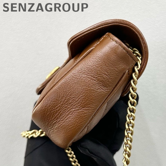 Gucci Marmont Mini Chain Shoulder Crossbody Bag Brown Classic Women