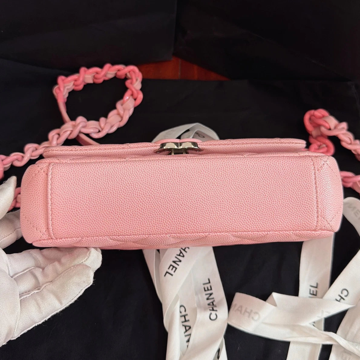 Excellent Chanel Classic Flap Big Mini Pink Chain Shoulder Bag Crossbody