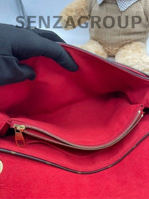 Louis Vuitton Pallas Chain Shoulder Bag Monogram Brown Red Women's Classic