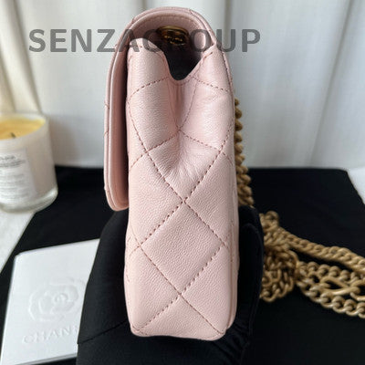 Chanel Classic Flap Pink Gold Double Chain Shoulder Bag Quilted Fashion