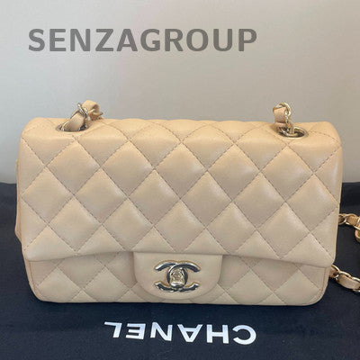 Chanel Classic Flap Mini Lambskin Brown Gold Chain Shoulder Bag