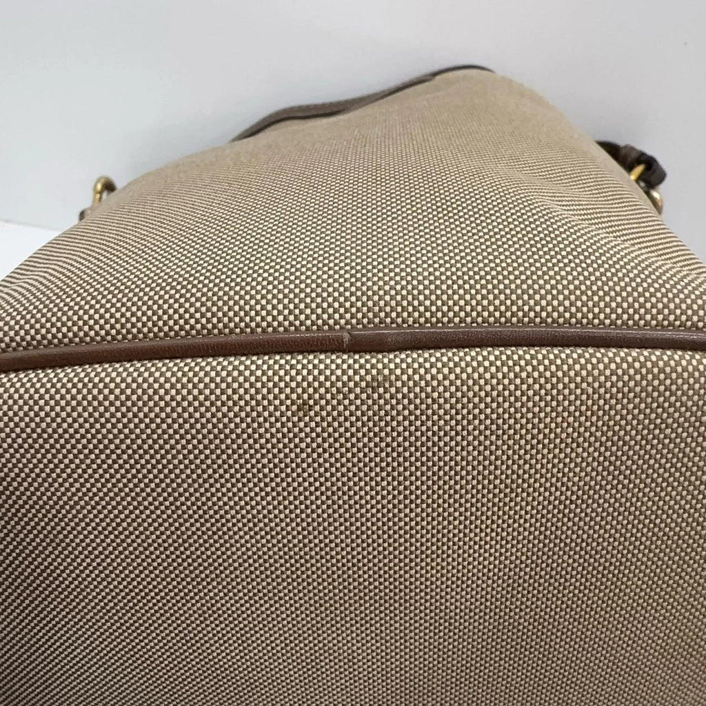 PRADA Canvas Leather Drawstring Bucket Shoulder Crossbody Bag For Women