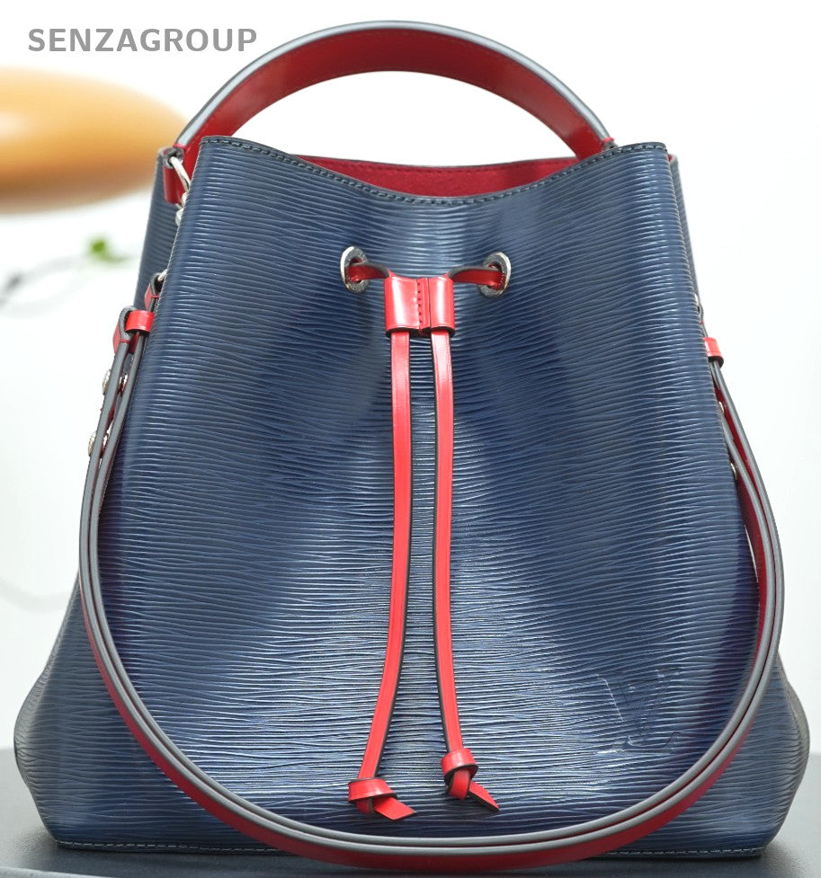 Louis Vuitton Epi Leather NeoNoe Bucket Drawstring Crossbody Handbag Navy Blue