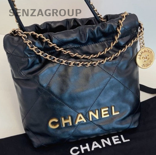 Chanel 22Bag Mini Chain Shoulder Bag Crossbody Black Gold Women Classic