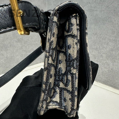 Dior Saddle Oblique Monogram Waist Bag Black Gold Classic Fashion Women