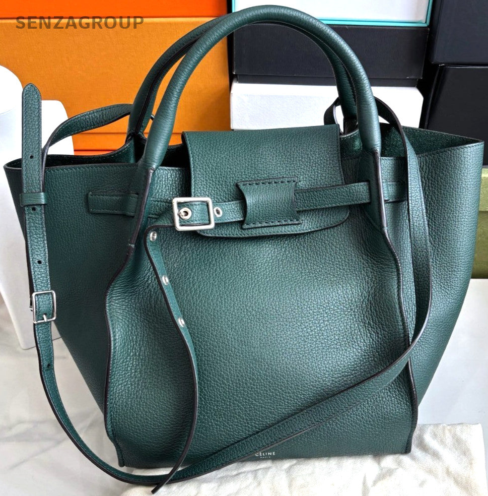 CELINE Bigbag Dark Green Calfskin tote Handbag 2WAY Shoulder bag Women