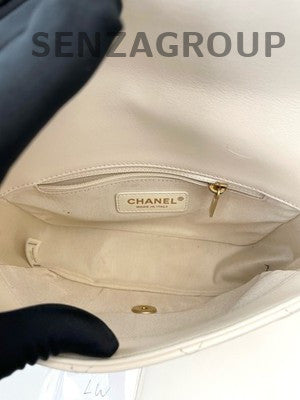 Chanel White Gold Coin Square Mini Flap Bag Classic Quilted Shoulder Crossbody