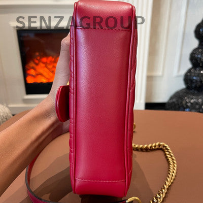 Gucci Marmont GG Red Gold Chain Shoulder Crossbody Bag Classic Fashion