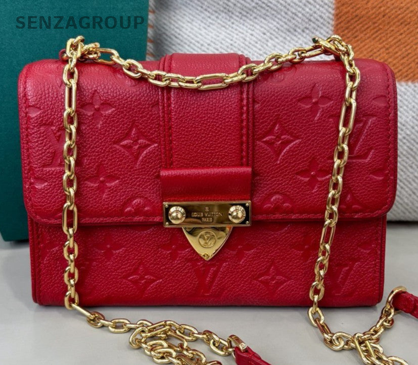 Louis Vuitton Saint Sulpice PM Chain Shoulder Bag Red Gold Women Classic