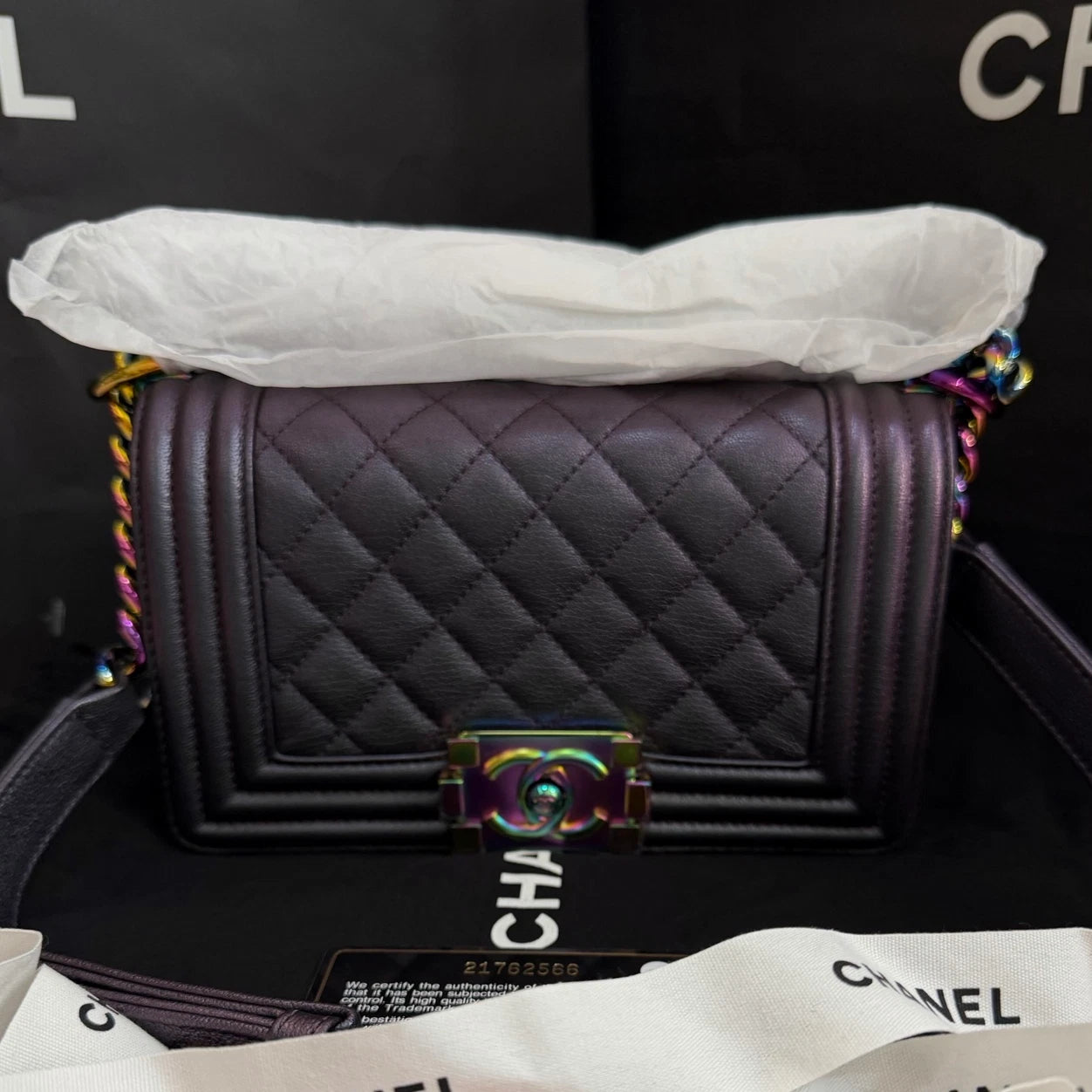 Chanel Leboy Iridescent Mermaid PM Shoulder Bag Black Women Classic Designer