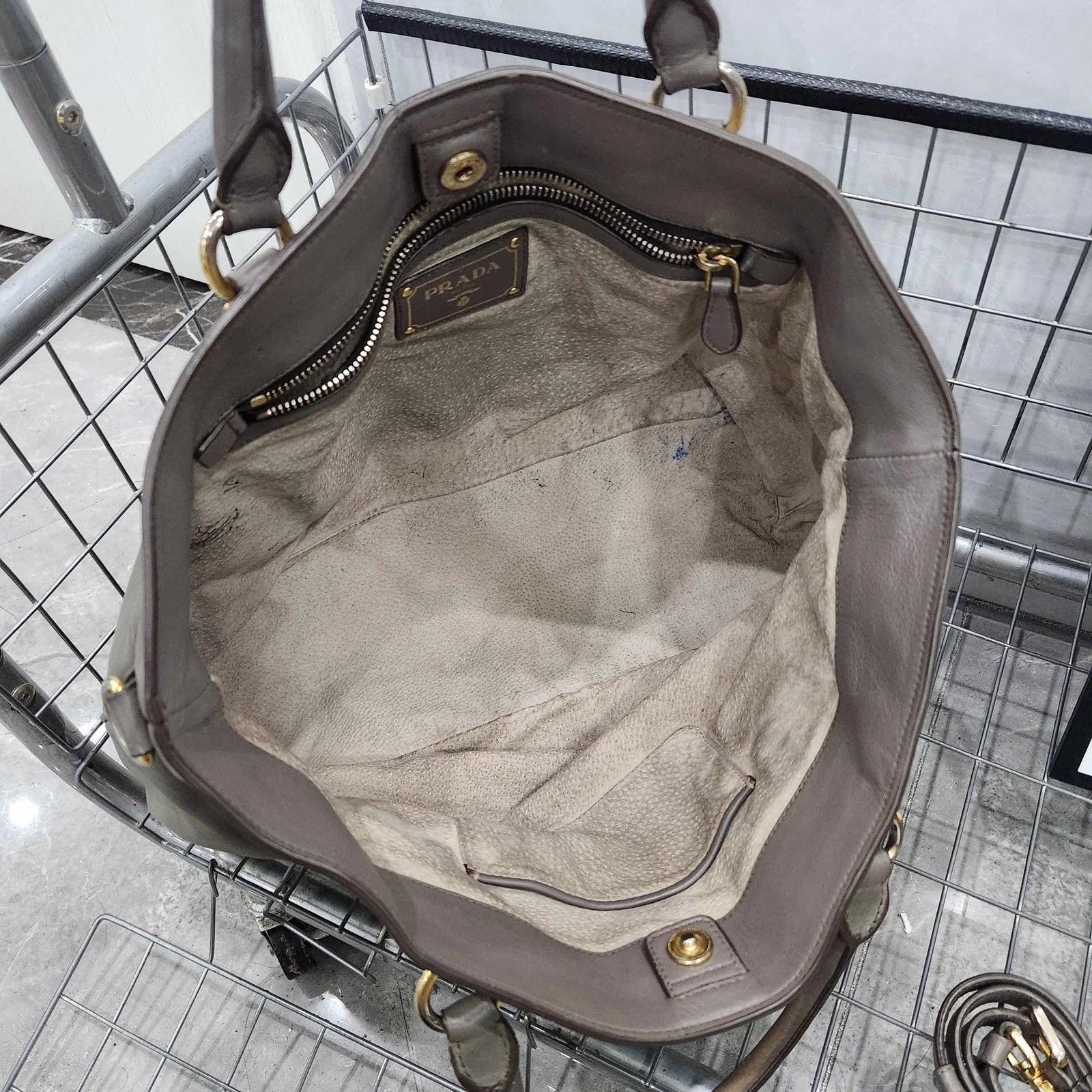 Prada Gray Tote Handbag Shoulder Crossbody Women