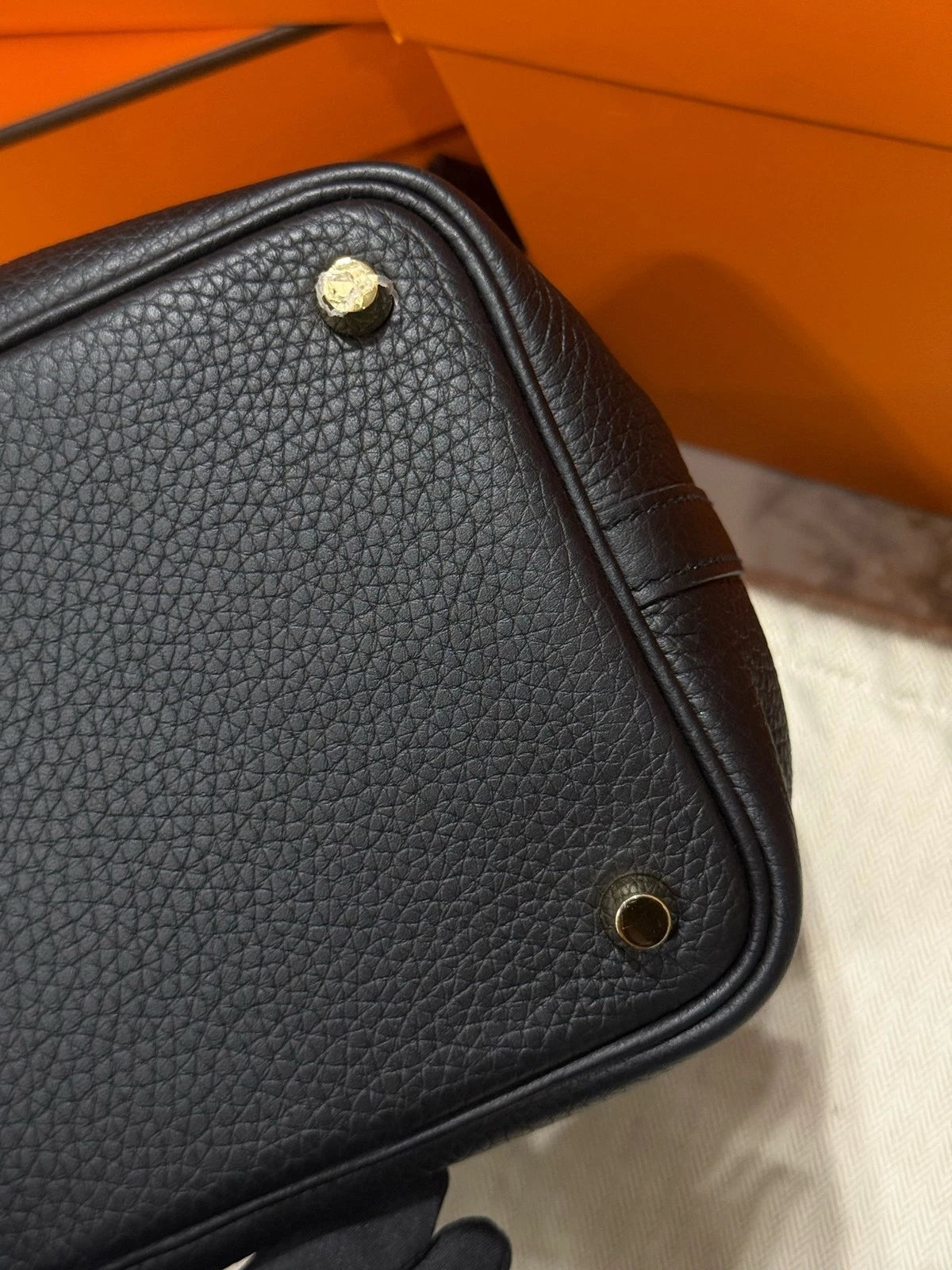 Hermes Picotin18 Black Gold Epsom Bucket Bag For Women