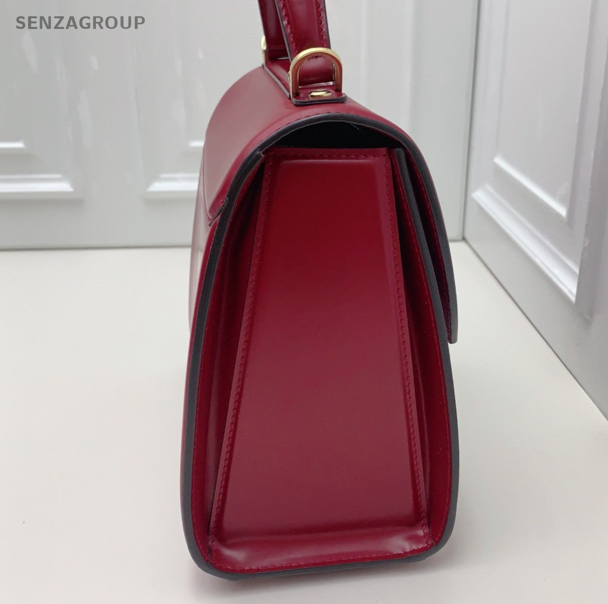 Salvatore Ferragamo Boxyz 2Way Top Handle Bag Crossbody Red Gold Women Classic