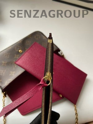Louis Vuitton Monogram Brown Red Handbag Shoulder Bag for Women