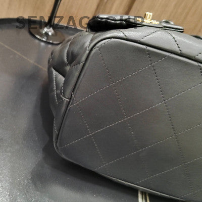 Chanel Quilted Chain Backpack Small Black Gold Classic Fashion Women