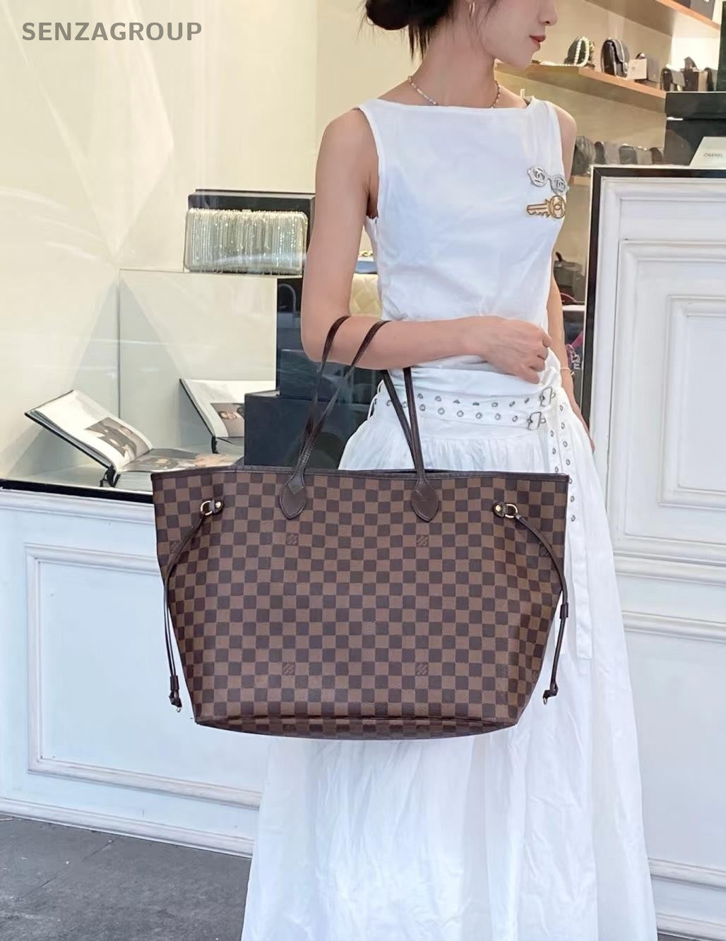 Louis Vuitton Damier Ebene Neverfull MM tote Shoulder bag Brown