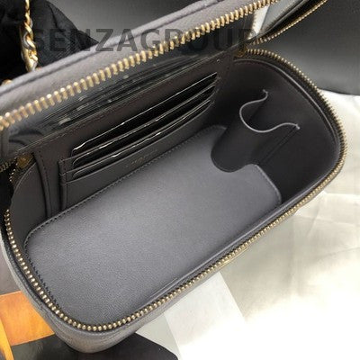 Chanel Classic Gray Gold Quilted Long Box Chain Shoulder Crossbody Bag