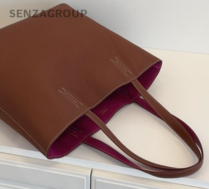 Hermes Double Sens35 Tote Shoulder Bag Brown Red Used Women Classic