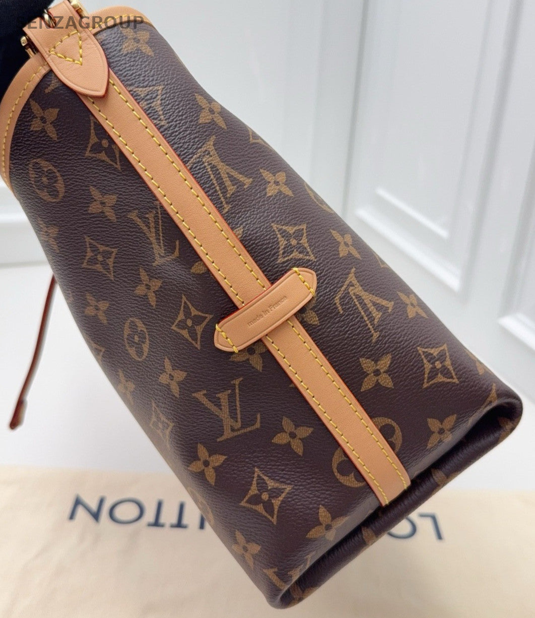 Louis Vuitton Carryall PM Monogram Shoulder Bag Brown Gold Women Classic
