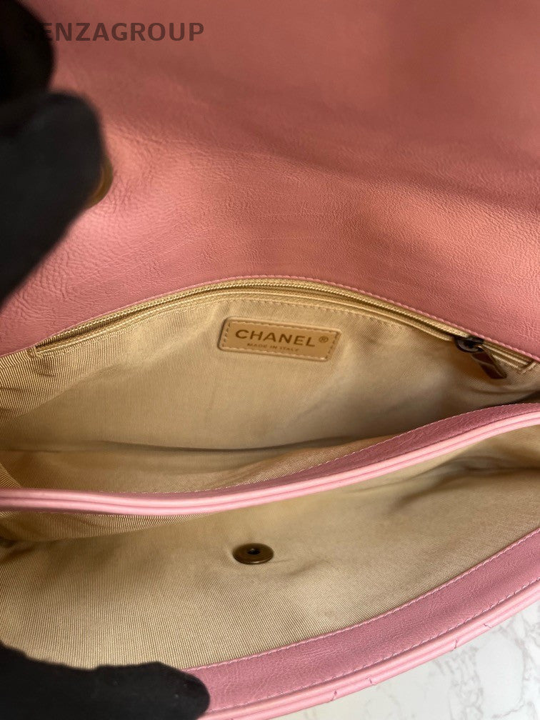 Chanel Classic Flap Chain Shoulder Bag Pink Gold Women Diamond Designer