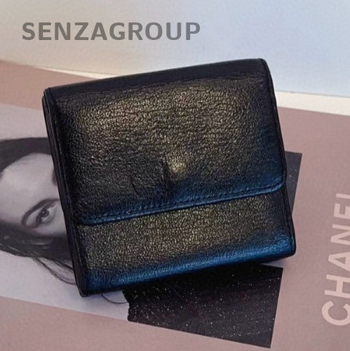 CHANEL CC Wallet Card Pack Calfskin Black Gold