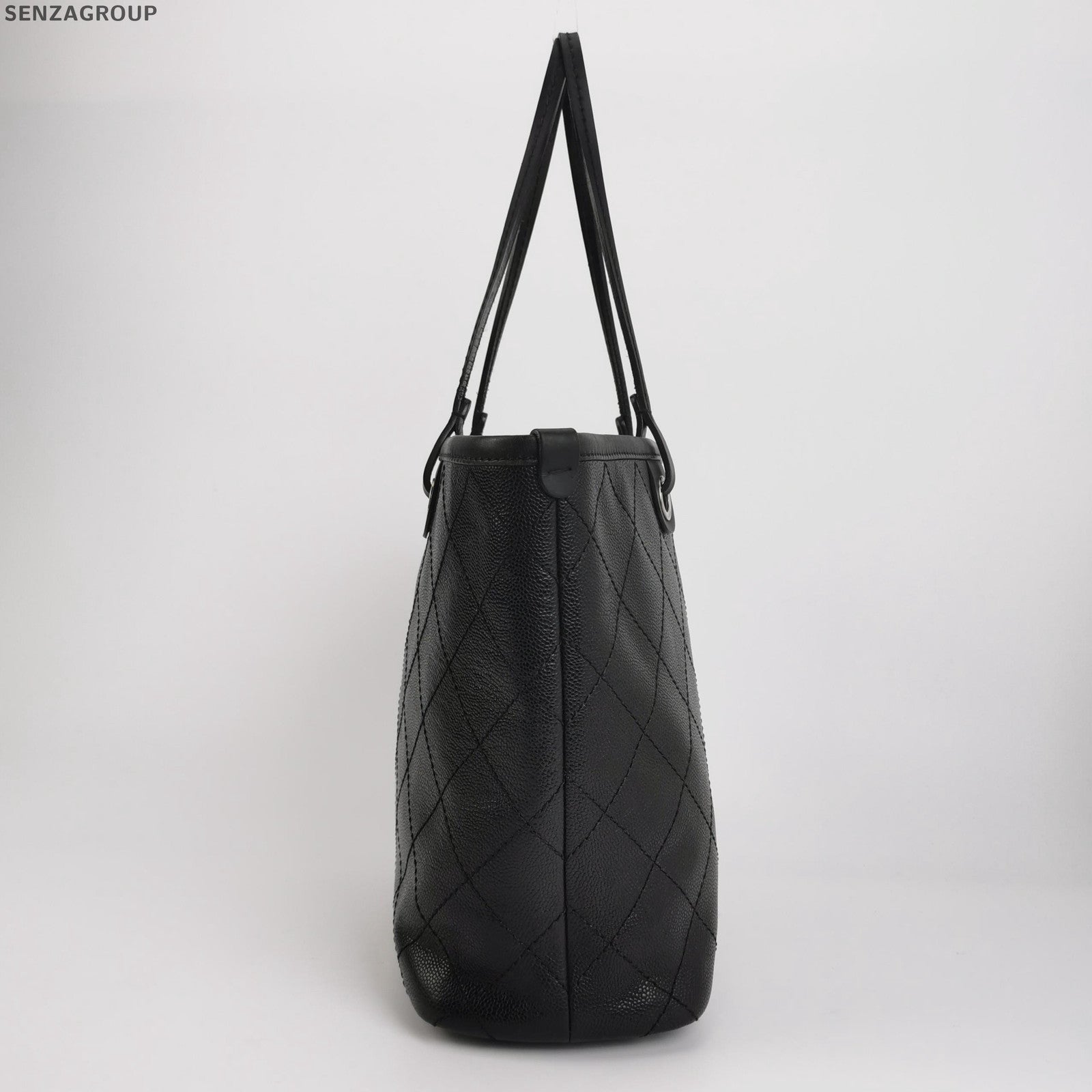 Chanel Black Silver Tote Bag Quilted Shoulder Bag Classic Women's