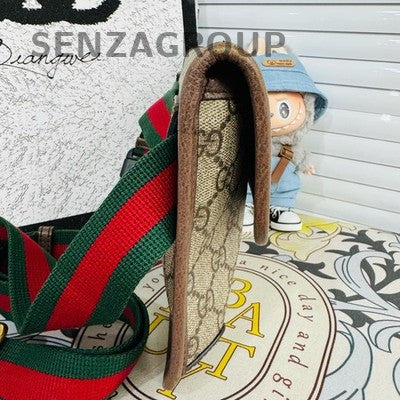 Gucci GG Marmont Tiger Head Waist Bag Brown Unisex Classic Crossbody