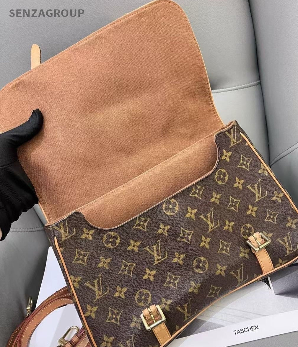 Louis Vuitton GM Monogram Leather Handbag Shoulder Crossbody Bag Women Brown