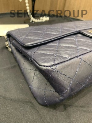 Chanel Blue Quilted Medium Flap Bag Silver Hardware Classic Women's