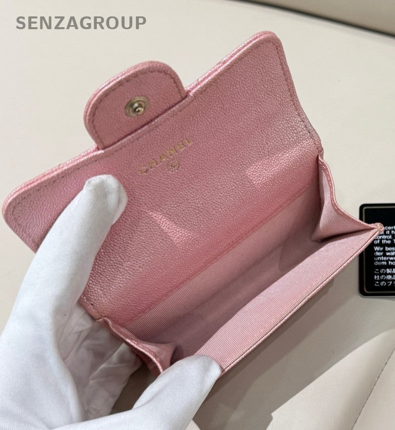 CHANEL Classic Flap Diamond Pattern Card Pack Pink Women Classic