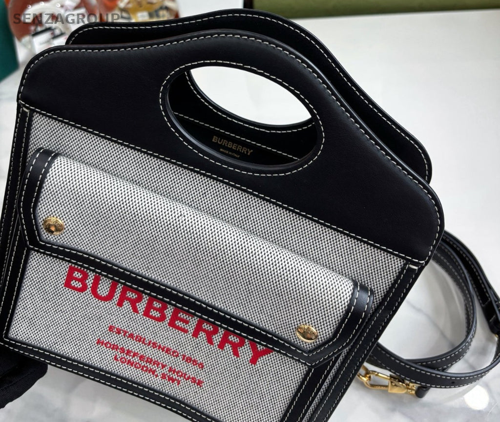 Burberry Pocket tote Black Gray 2WAY Crossbody bag
