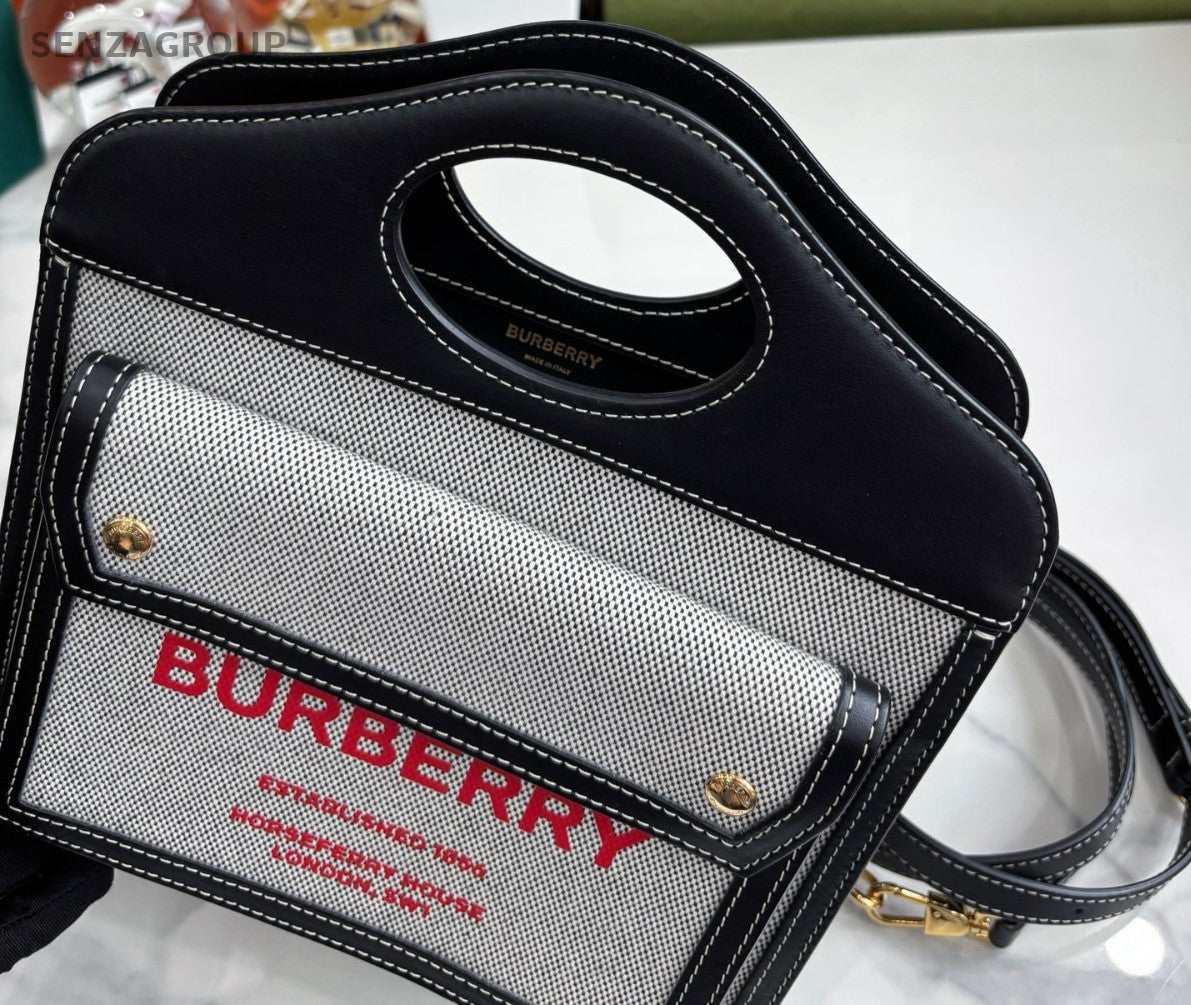 Burberry Pocket tote Black Gray 2WAY Crossbody bag
