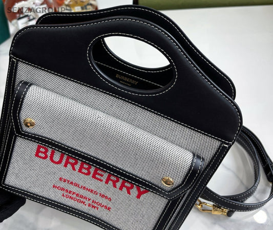 Burberry Pocket tote Black Gray 2WAY Crossbody bag