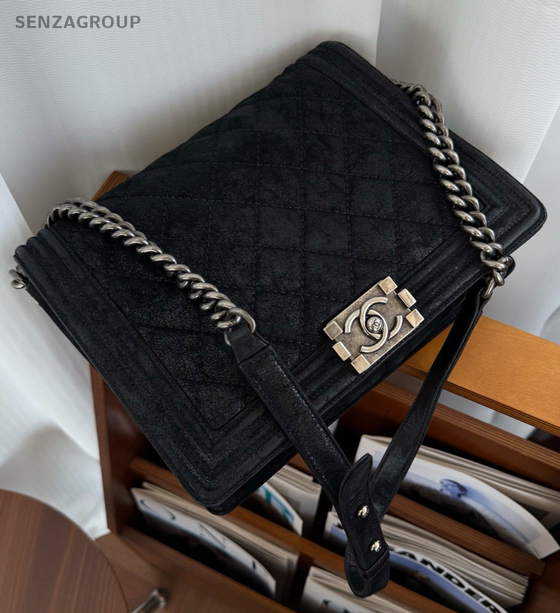 CHANEL Leboy GM CC Chain Shoulder bag Black Silver Women