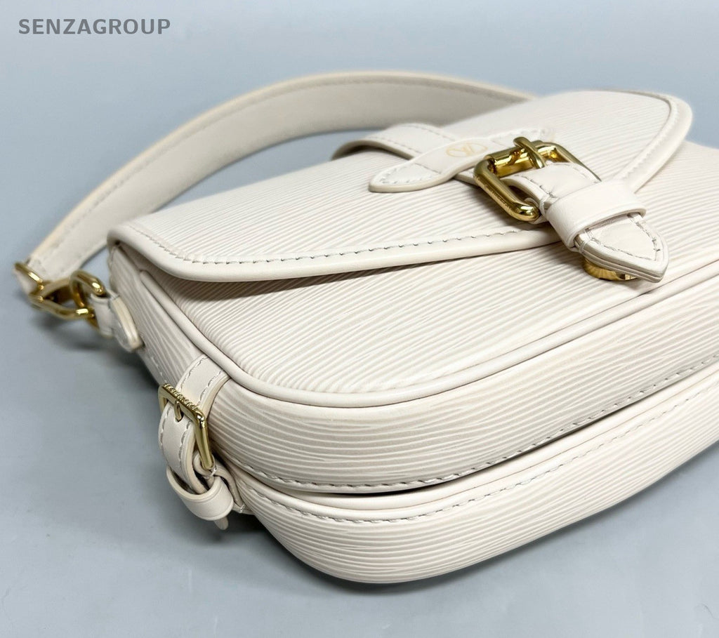 Louis Vuitton Saumur BB Epi Leather Shoulder Bag Crossbody White Gold Women