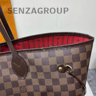 Louis Vuitton Damier Ebene Neverfull Tote Bag Brown Shoulder Bag Women Classic