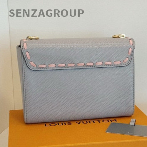 Louis Vuitton Twist MM Epi Shoulder Bag Crossbody Gray Pink Gold Women Classic