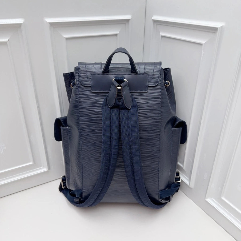 Louis Vuitton Christopher Epi Calfskin Blue Backpack Top Handle Bag