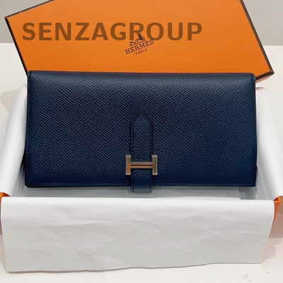 Hermès Bearn Long Wallet Gold Hardware Blue Indigo - Classic Women's Fashion