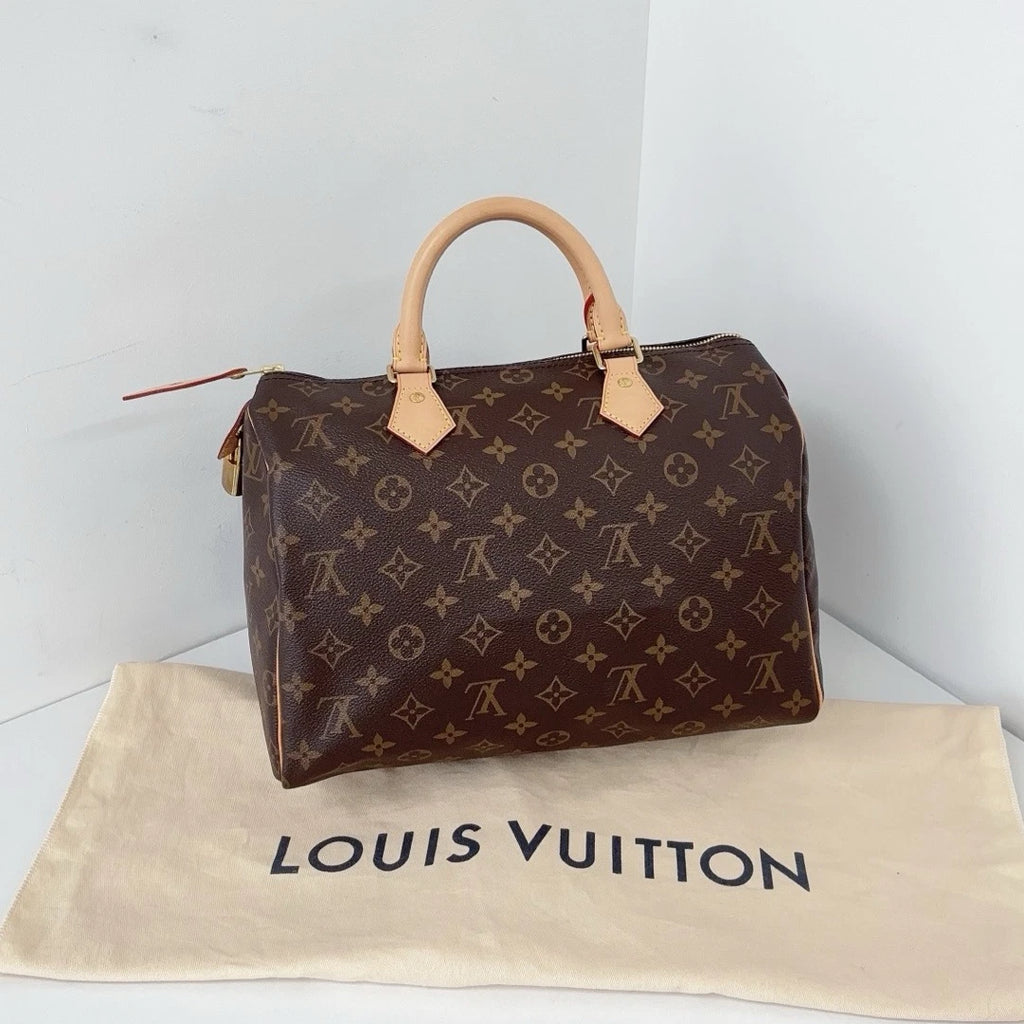Excellent Louis Vuitton Speedy30 Monogram Canvas Handbag Gold Hardware No Strap