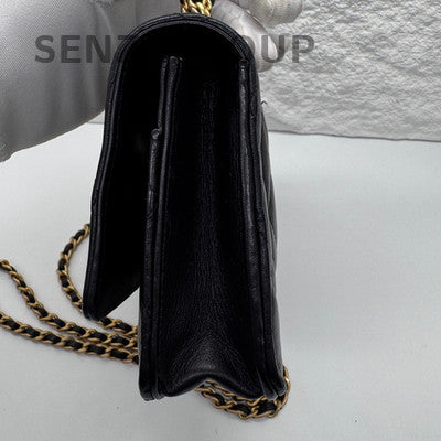 Chanel 22K Black Gold WOC Chain Shoulder Bag Classic Quilted Women