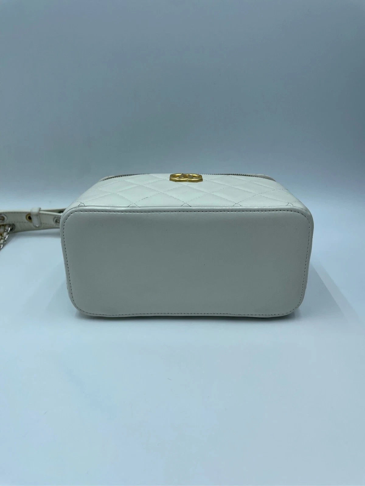 CHANEL White Gold Makeup Case Crossbody For Women