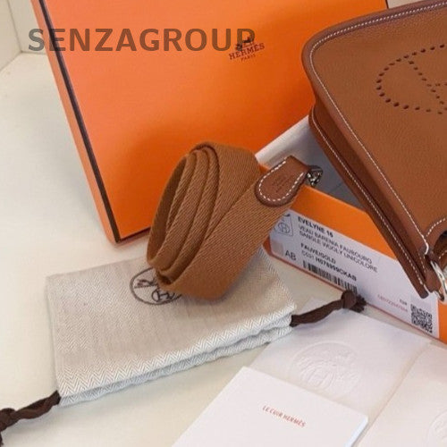 HERMES Evelyne TPM Mini Shoulder Bag Crossbody Brown Silver Used Women Classic