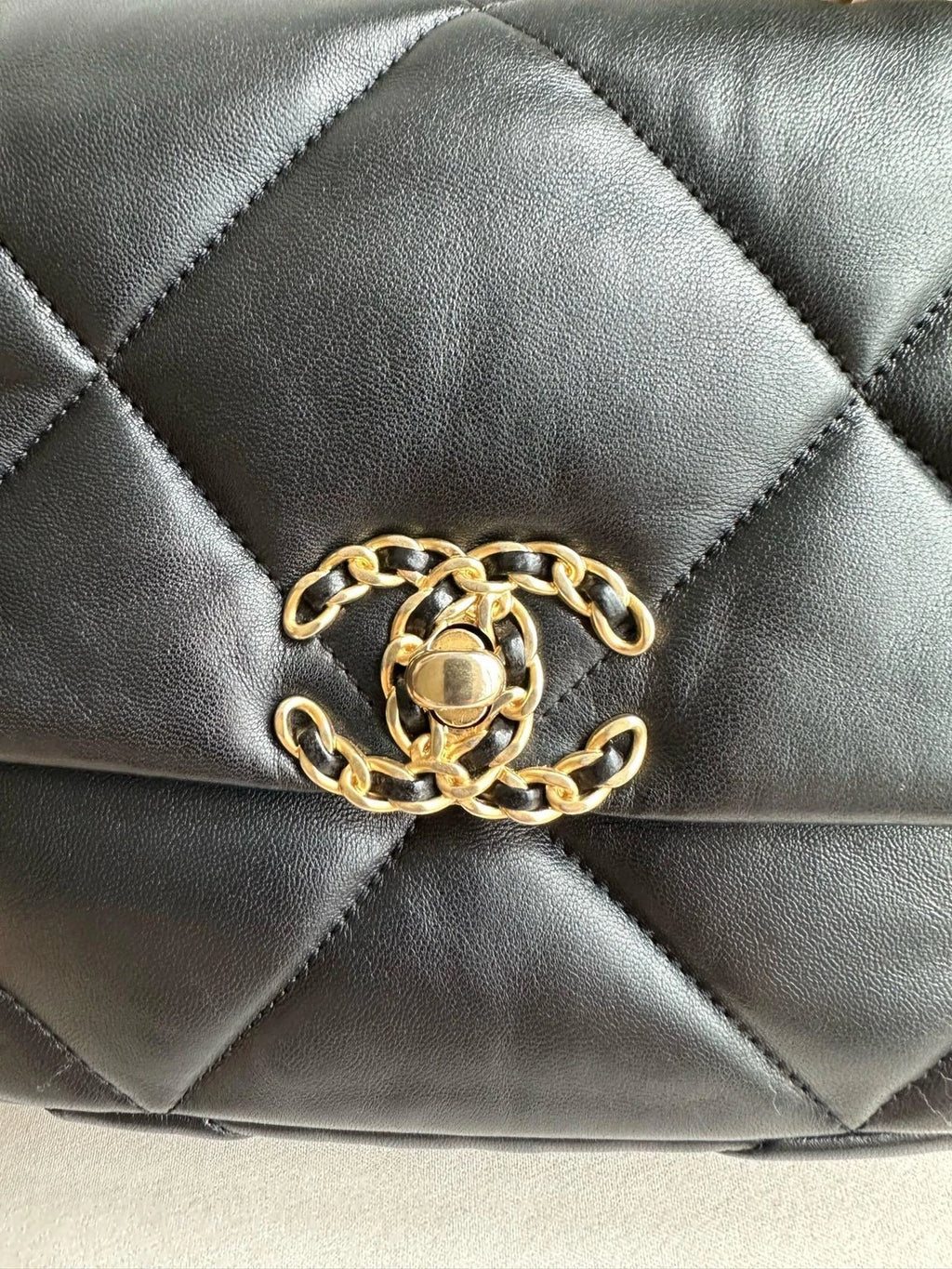 CHANEL 19Bag Small Black Gold Shoulder Crossbody Handbag Women
