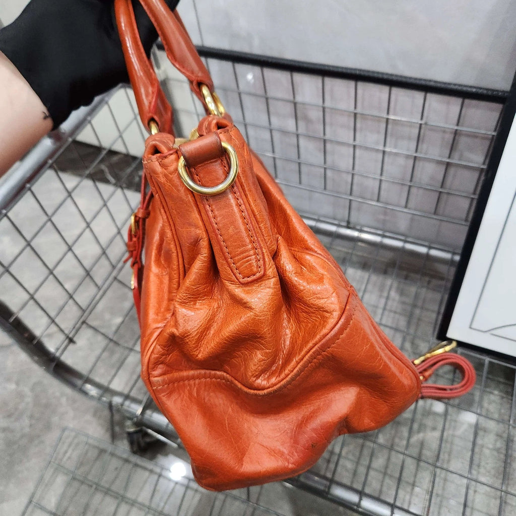 PRADA Orange Tote Handbag Shoulder Crossbody For Women