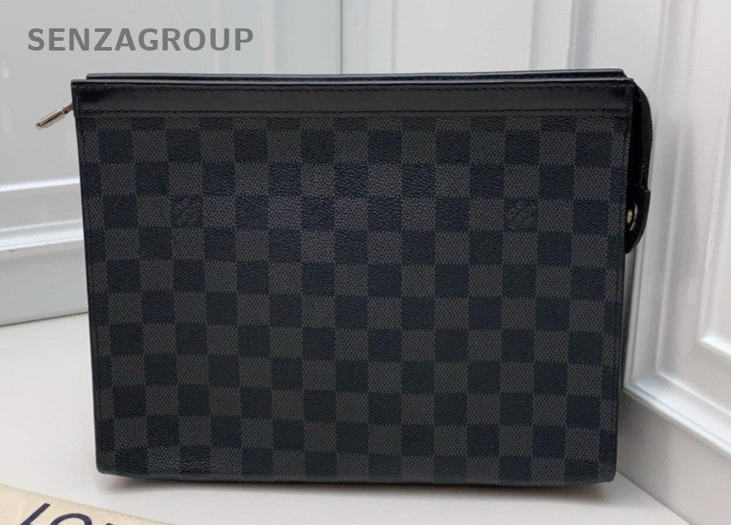Louis Vuitton Canvas Clutch Handbag Black