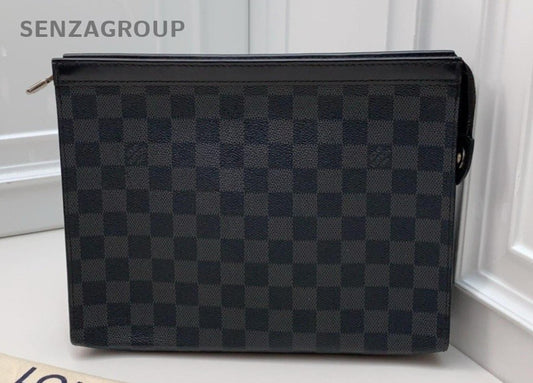 Louis Vuitton Canvas Clutch Handbag Black